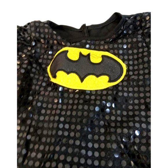 Batgirl Dress Girls Sz Small M Black Gold Sequin Tutu Dress Costume Halloween - Picture 4 of 9